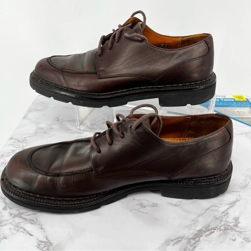 COLE HAAN COUNTRY Dark Brown Leather Lace Up Apron Toe Oxfords Size 9.5D Vintage